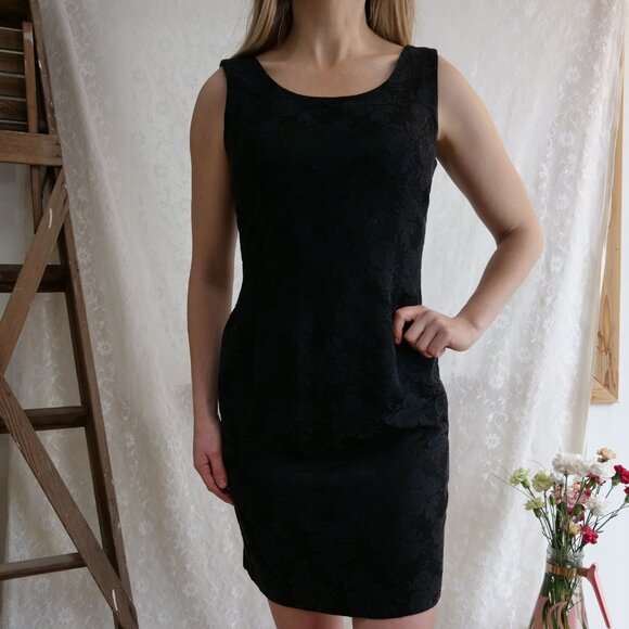 Vintage Little Black Dress 90s Retro Dresses 1990s Sustainable Thrift - Picture 3 of 9